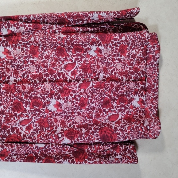 10577 FINAL PRICE Tory Burch red and burgundy floral L/S silk blouse 8 - Picture 3 of 12